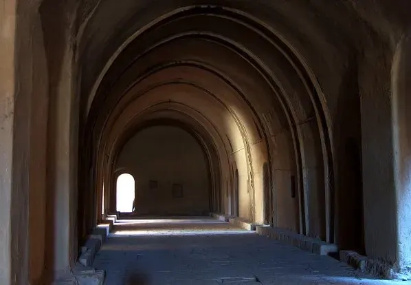 St Simeon Monastery interior Aswan — atmospheric unrestored medieval Coptic ruins